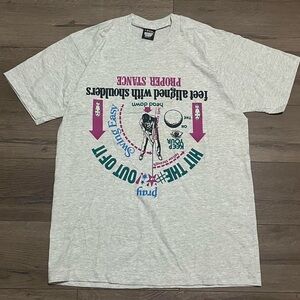 VINTAGE 90s PROPER STANCE Golf sports heather gray single stitch Tshirt